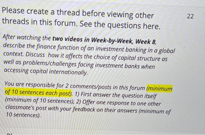 Please create a thread before viewing other