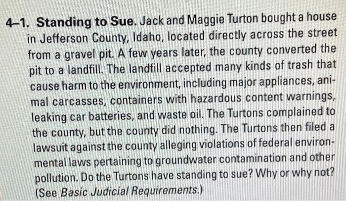 4-1. Standing to Sue. Jack and Maggie Turton