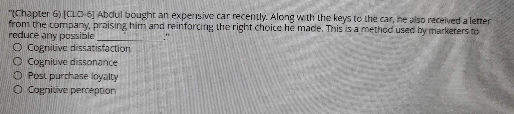 "(Chapter 6) [CLO-6] Abdul bought an expensive