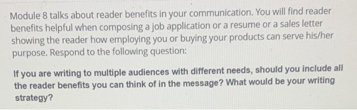 business communication Module 8 talks about