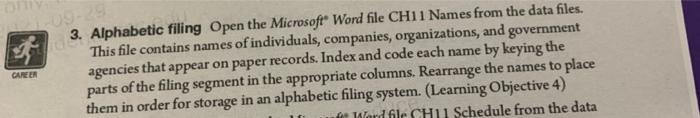 09-9 CAREER 3. Alphabetic filing Open the