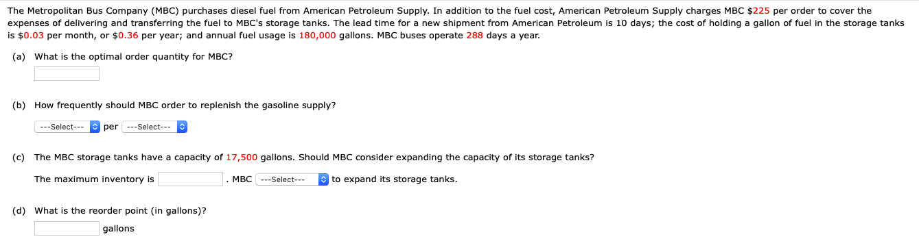 The Metropolitan Bus Company (MBC) purchases