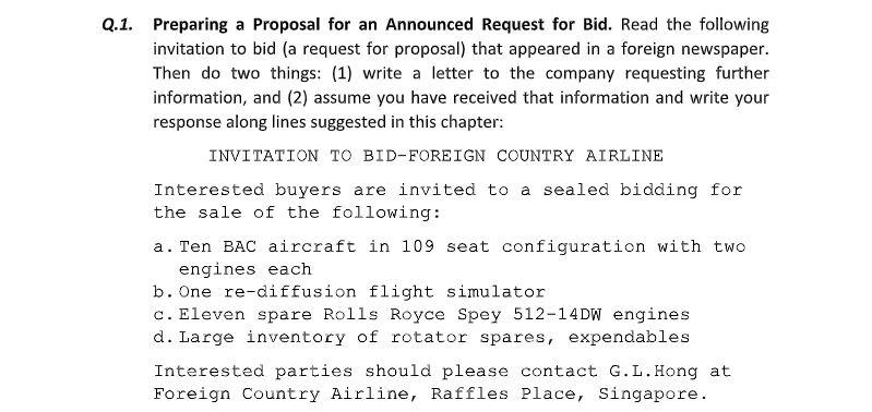 Q.1. Preparing a Proposal for an Announced