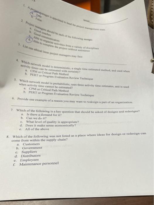 1. proc. is the project MA Tone 5. False 2.