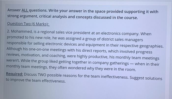 Answer ALL questions. Write your answer in the