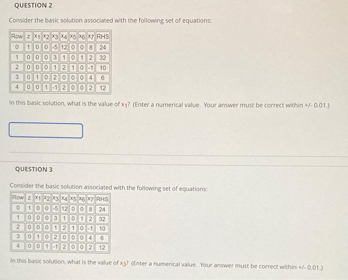 QUESTION 2 Consider the basic solution associated