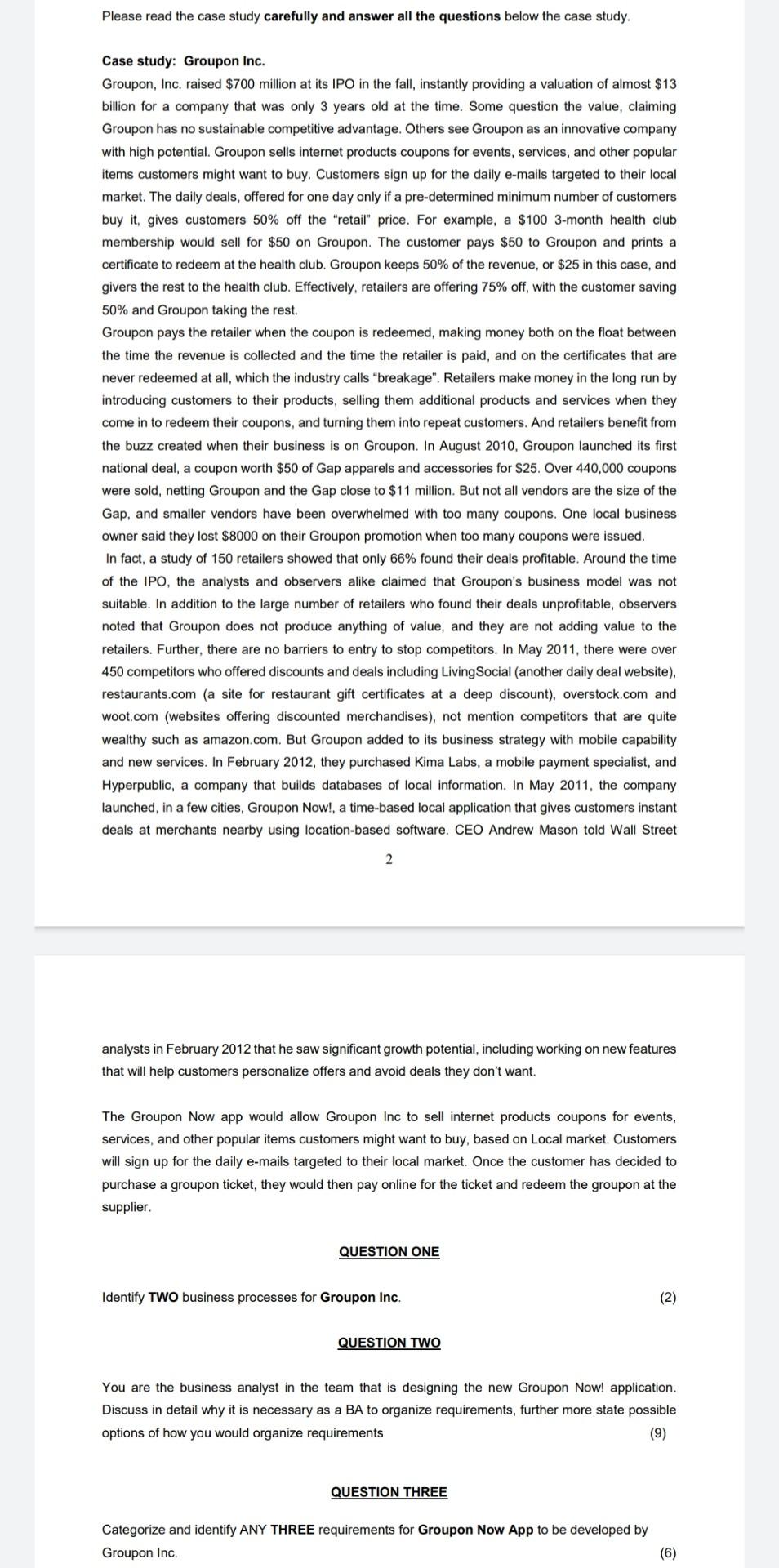 Please read the case study carefully and answer