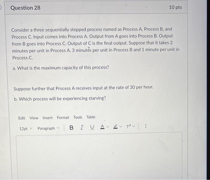 > Question 28 10 pts Consider a three