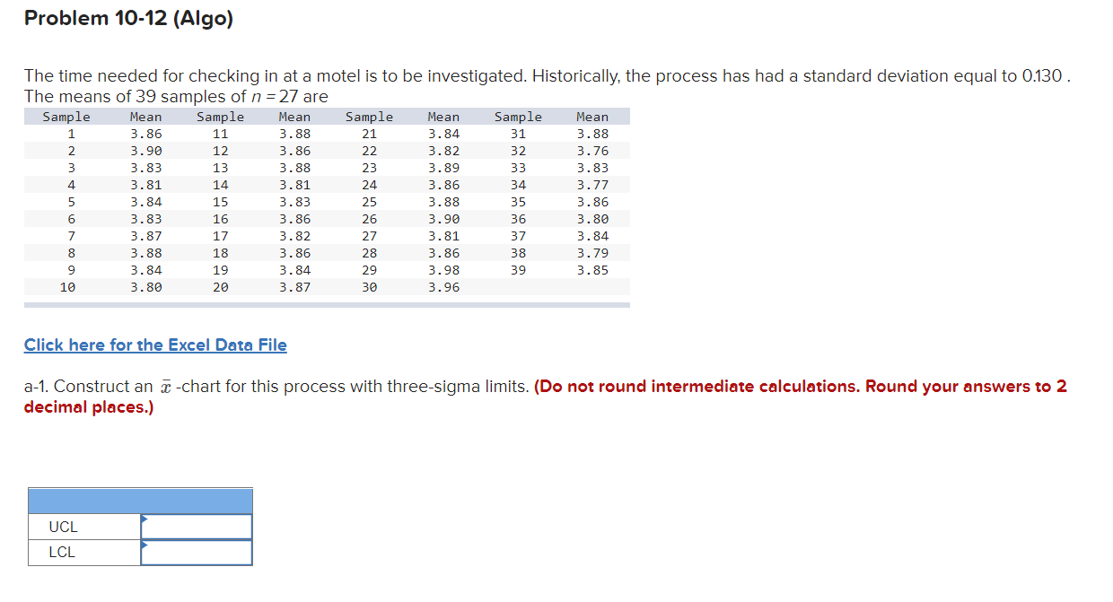 Problem 10-12 (Algo) The time needed for checking