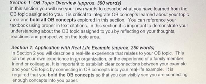 Section 1: OB Topic Overview (approx. 300 words)