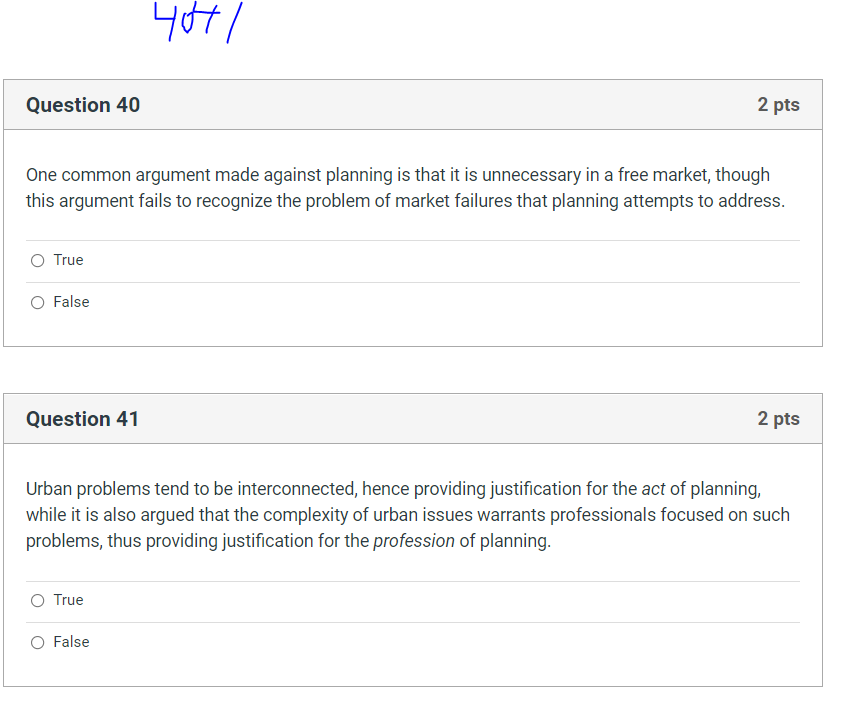 404 / Question 40 2 pts One common argument made