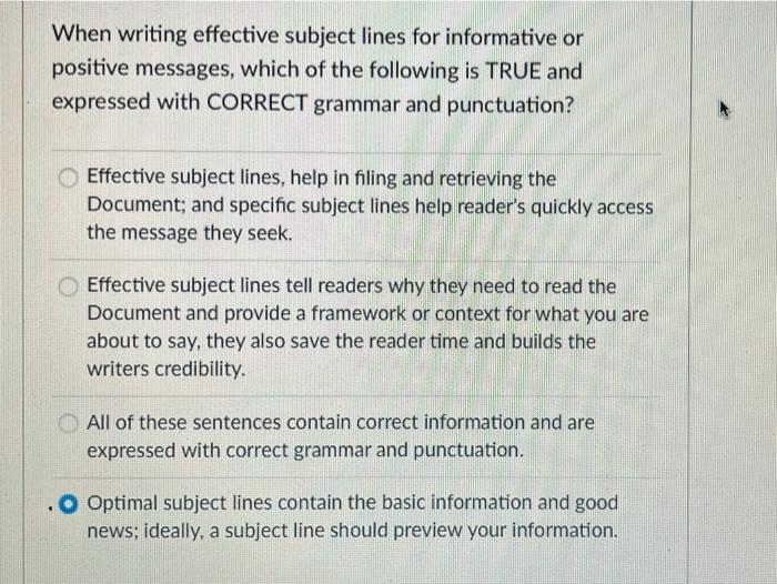 When writing effective subject lines for