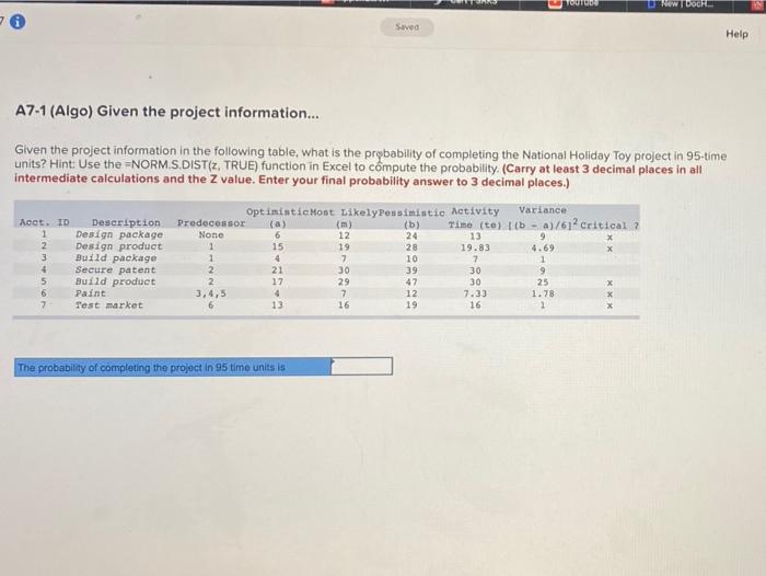 TOUT UN DOCH Savea Help A7-1 (Algo) Given the