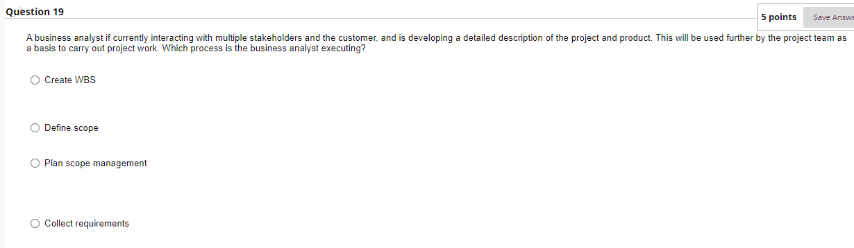 Save Answe Question 19 5 points A business