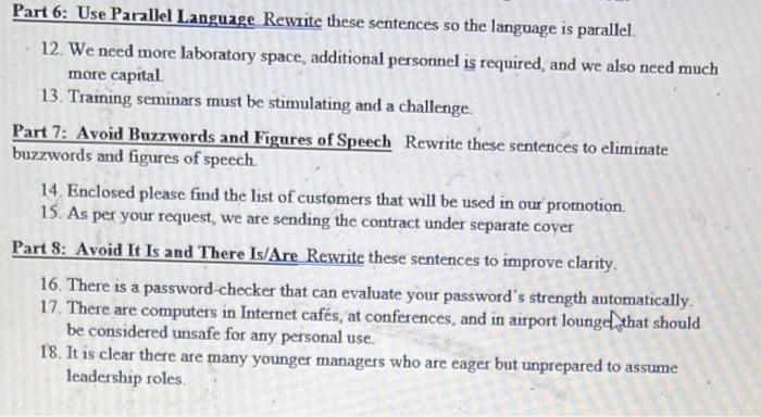 Part 6: Use Parallel Language Rewrite these