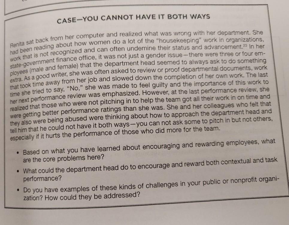 CASE-YOU CANNOT HAVE IT BOTH WAYS Renita sat back