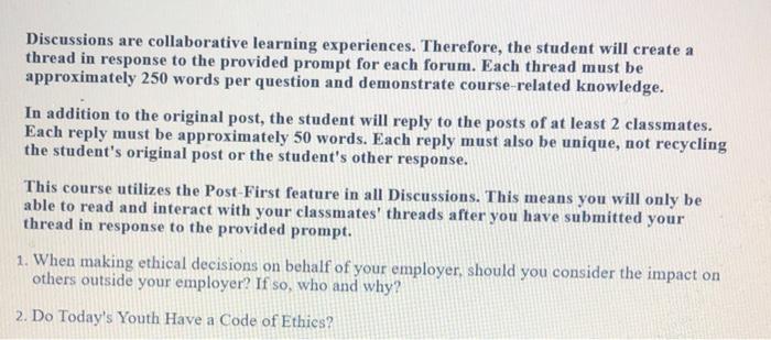 Discussions are collaborative learning