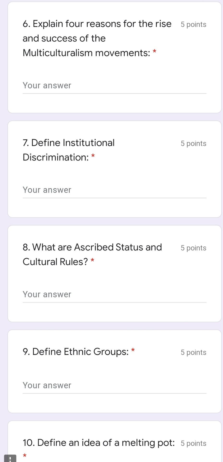 answer should be according to 10 points 6.