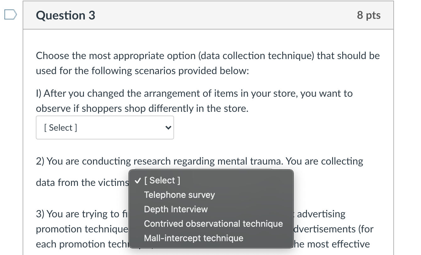 Just the first question those are the options