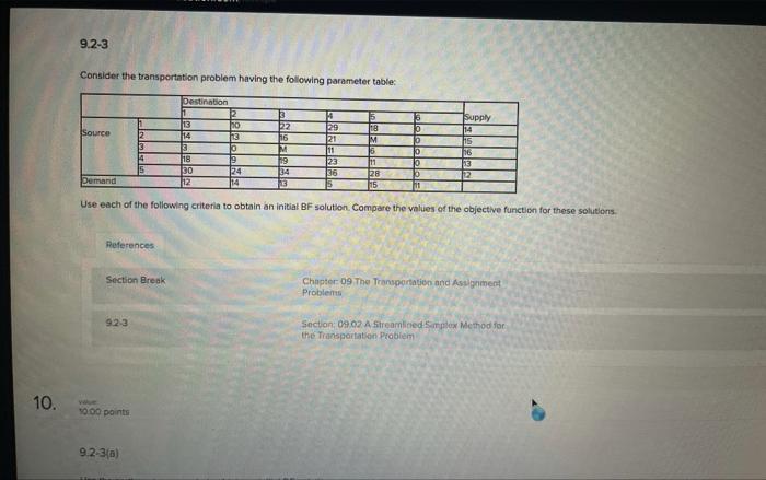9.2-3 Consider the transportation problem having