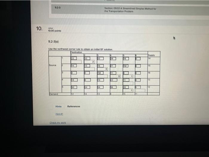 9.2-3 Consider the transportation problem having