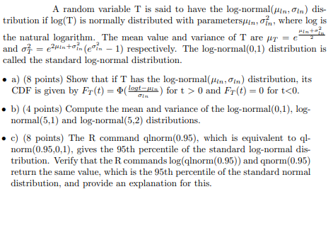 A random variable T is said to have the