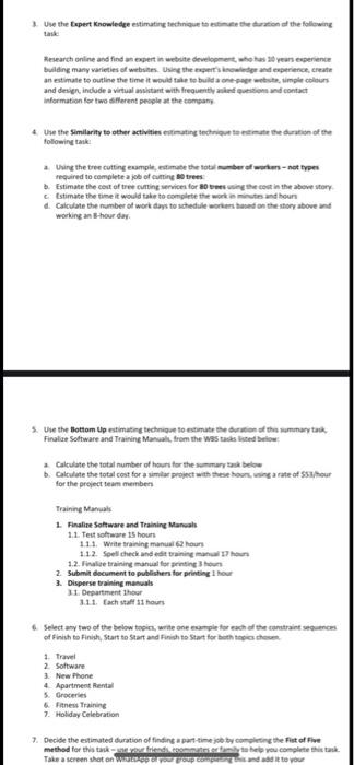 Assignment 4 - Estimating Techniques, constraints