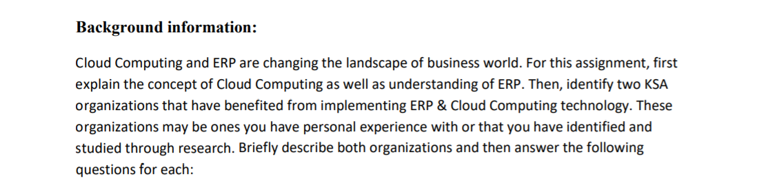 Background information: Cloud Computing and ERP