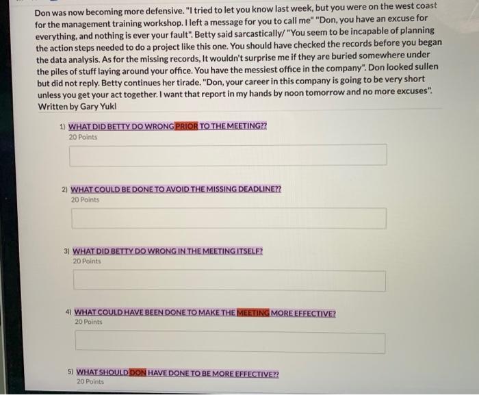 please answer these 5 question. thank you w