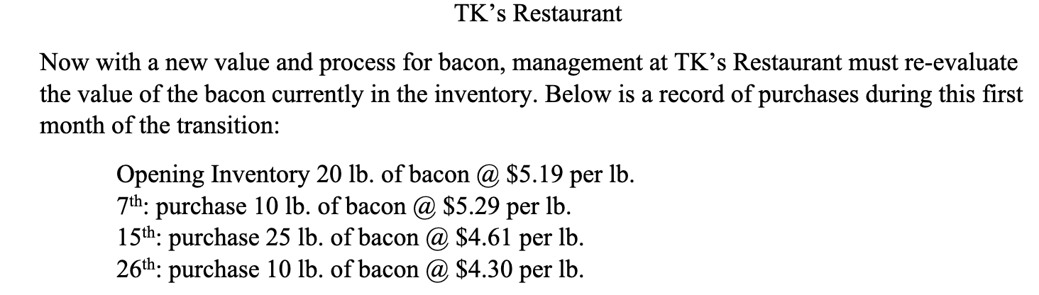 TK's Restaurant Now with a new value and process