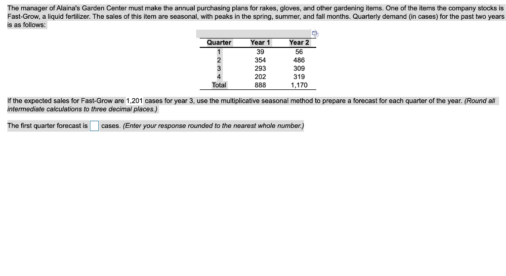 1. The first quarter forecast is _____cases 2.