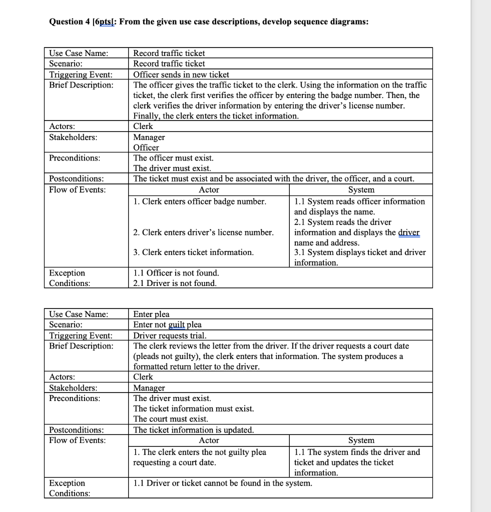 Question 4 [6pts[: From the given use case