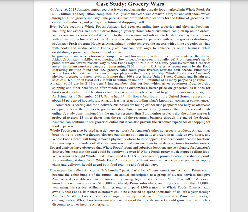 Case Study: Grocery Wars On June 16, 2017 Amazon