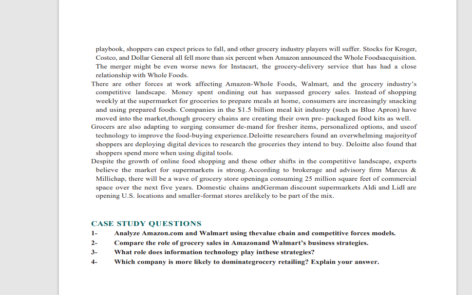 Case Study: Grocery Wars On June 16, 2017 Amazon