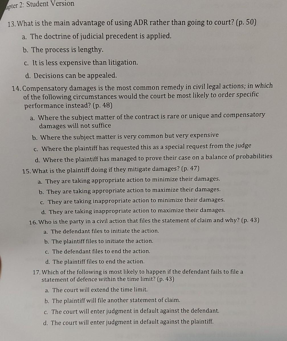 apter 2: Student Version 13. What is the main