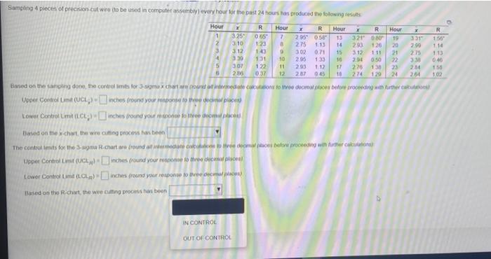 Sampling 4 pieces of precision cut wire to be