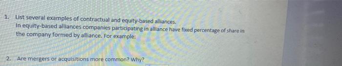 1. List several examples of contractual and
