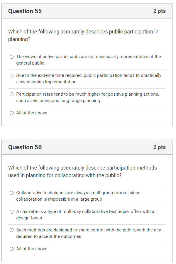 Question 55 2 pts Which of the following