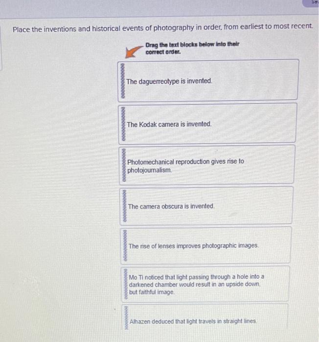 Place the inventions and historical events of