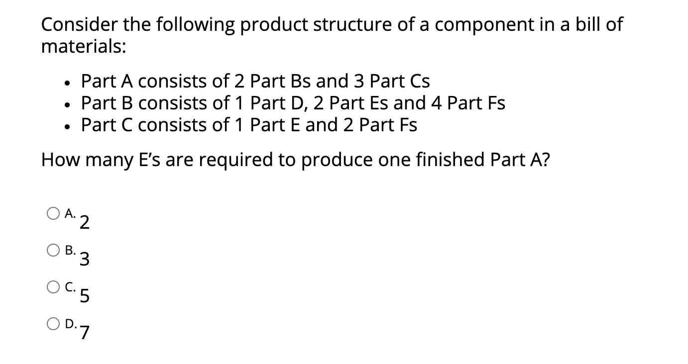 a Consider the following product structure of a