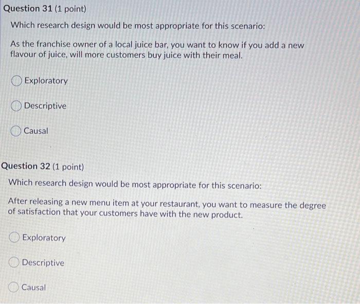 it is question of Marketing research Question 31