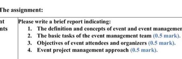 The assignment: nt Please write a brief report