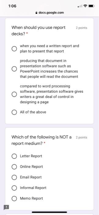 1:01 .docs.google.com 2 points Which one is NOT a