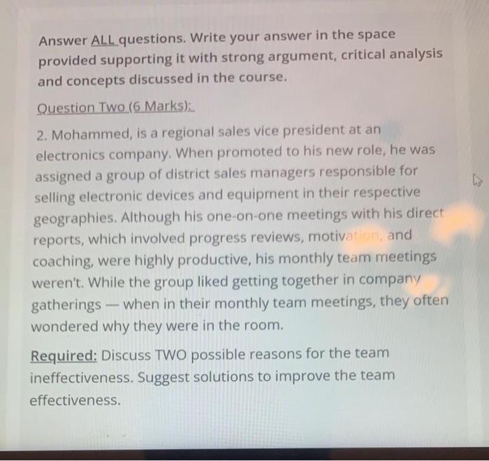 Answer ALL questions. Write your answer in the