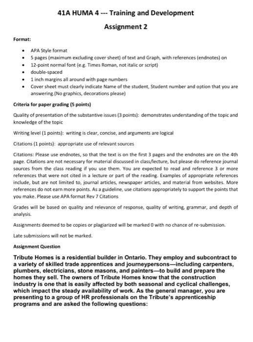 41A HUMA 4 --- Training and Development