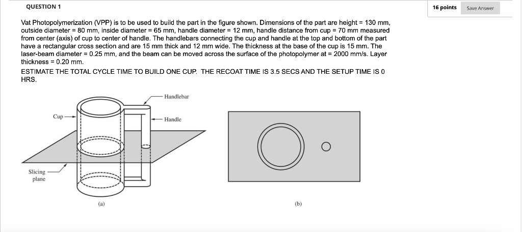 QUESTION 1 16 points Save Answer Vat