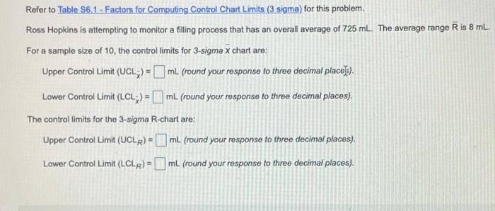 Refer to Table 56.1 - Factors for Computing