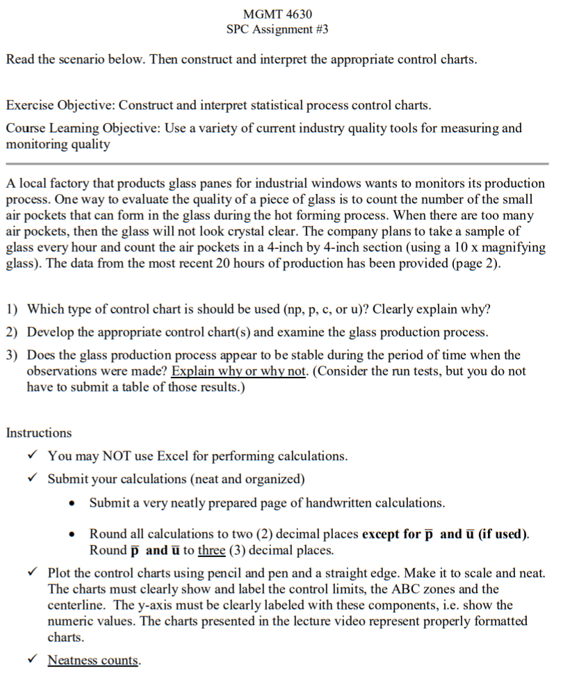 MGMT 4630 SPC Assignment #3 Read the scenario