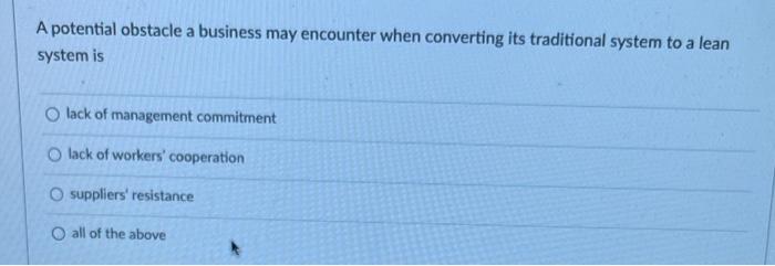 A potential obstacle a business may encounter