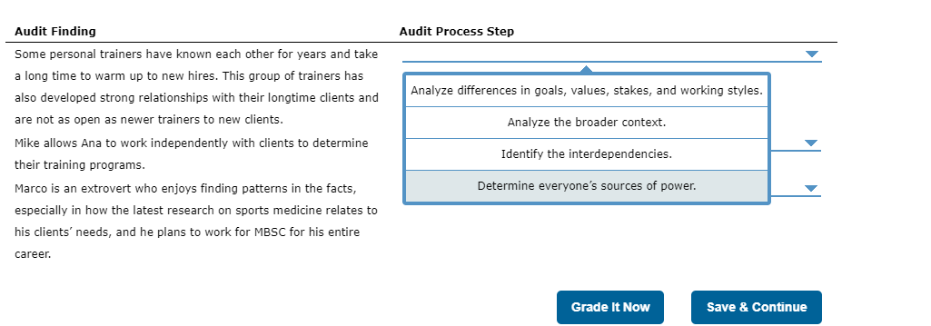 Audit Process Step Audit Finding Some personal